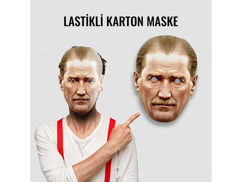 Atatürk Karton Yüz Maskesi (Kullanıma Hazır)