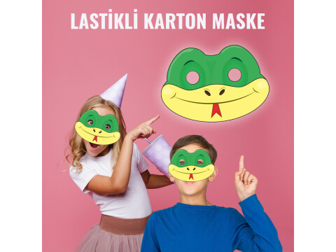 Çocuklar için Yılan Karton Maske (Kullanıma Hazır)