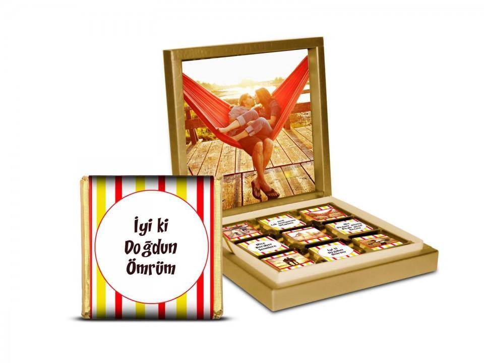 Resimli Çikolata Sarı Kırmızı Çikolata