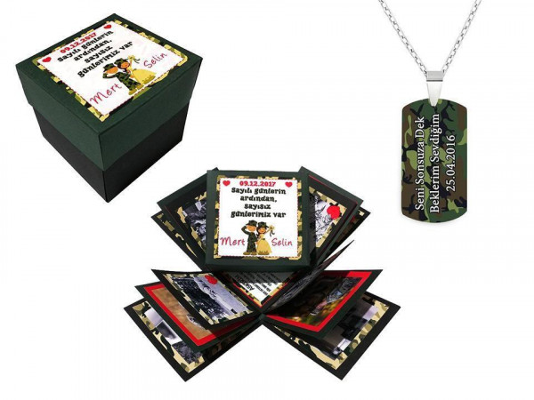 Askere Hediye Patlayan Kutu Künye Seti