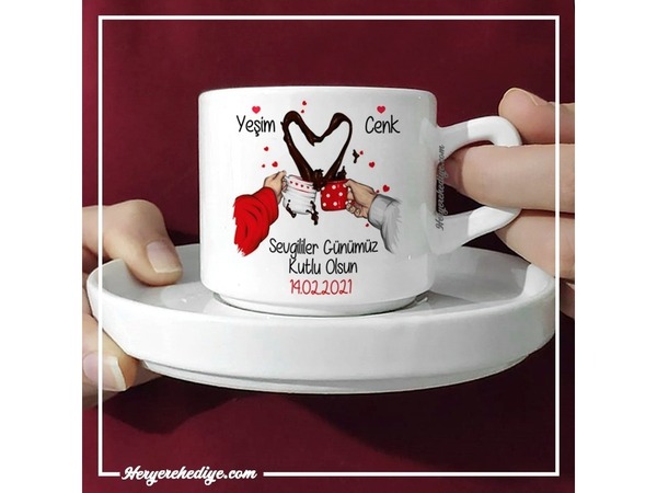 Sevgiliye Hediye Kahve Aşkı Fotoğraflı Çay Fincanı