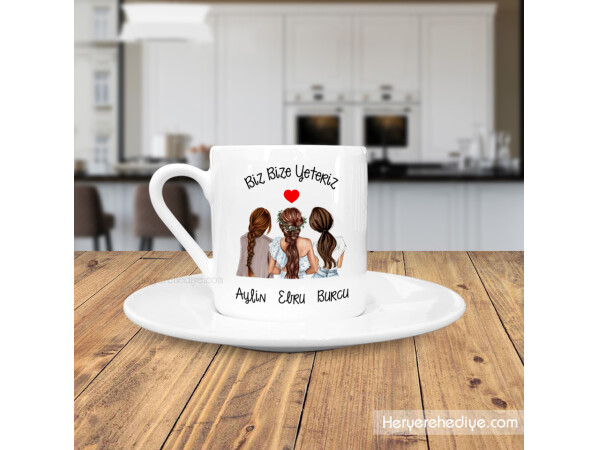 Arkadaşa Hediye Karakter Seçmeli İsimli Kahve Fincanı