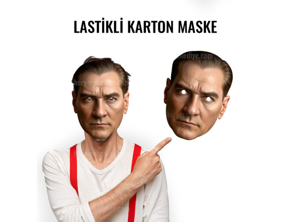 Atatürk Karton Yüz Maskesi (Kullanıma Hazır)