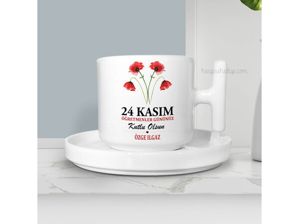 Gelincik Tasarımlı Öğretmenler Günü Hediyesi Çay Fincanı