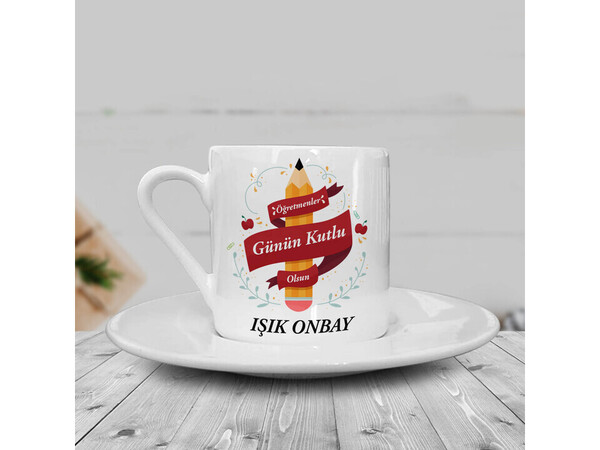 Kalem Tasarımlı Öğretmenler Günü Hediyesi Kahve Fincanı