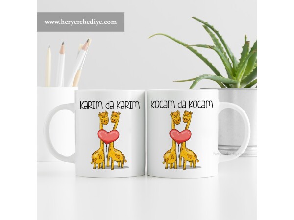 Kocam da kocam Karım da karım tasarımlı kupa bardak seti model3