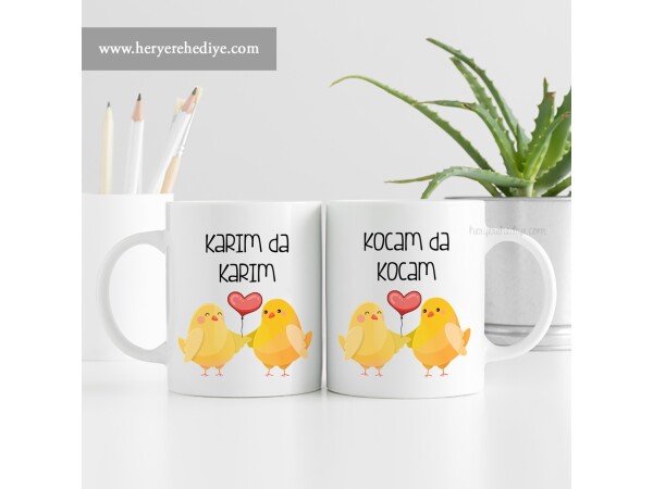 Kocam da kocam Karım da karım tasarımlı kupa bardak seti model4