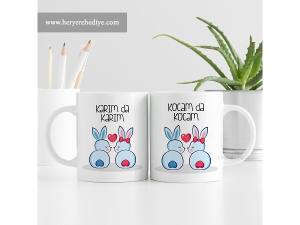 Kocam da kocam Karım da karım tasarımlı kupa bardak seti model6