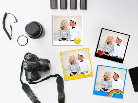 Renkli Çerçeve Polaroid Fotoğraf Baskı ve mandal seti