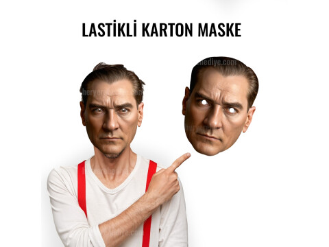 Atatürk Karton Yüz Maskesi (Kullanıma Hazır)