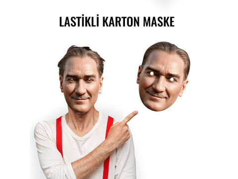 Atatürk Karton Yüz Maskesi (Kullanıma Hazır)