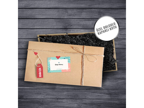 (25cm x 15cm x 10cm) İçi Dolgulu Özel Hediye Kutusu + Hediye Notu
