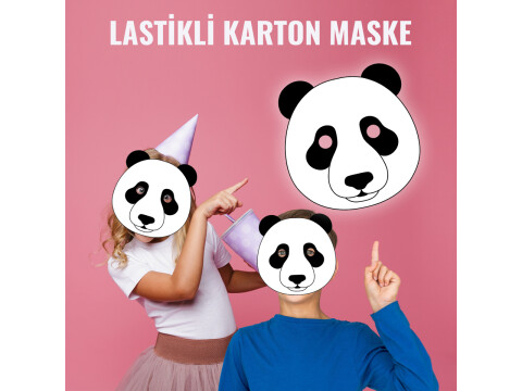 Çocuklar için Panda Karton Maske (Kullanıma Hazır)