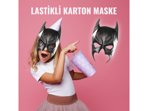 Çocuklar için Batman Karton Maske (Kullanıma Hazır)