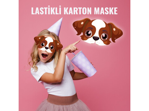 Çocuklar için Köpek Karton Maske (Kullanıma Hazır)
