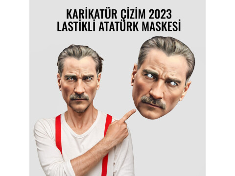 Karikatür Çizim 2023 Atatürk Karton Maskesi (Kullanıma Hazır Lastikli)